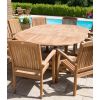 1.5m x 1.5m-2.3m Teak Circular Double Extending Table with 10 Marley Chairs - 9