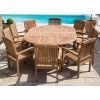 1.5m x 1.5m-2.3m Teak Circular Double Extending Table with 10 Marley Chairs - 8