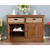 Reclaimed Teak Dresser with Natural Wicker Drawers - 0