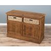Reclaimed Teak Dresser with Natural Wicker Drawers - 3