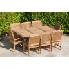 1m x 1.8m - 2.4m Teak Rectangular Extending Table with 8 Marley Chairs - 4