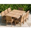 1m x 1.8m - 2.4m Teak Rectangular Extending Table with 8 Marley Chairs - 8