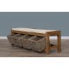 Reclaimed Teak Hall Seat with Natural Cushion - Four Basket - 2