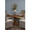 1.2m Reclaimed Teak Oval Pedestal Dining Table with 4 Latifa Dining Chairs  - 1