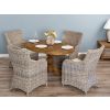 1.2m Reclaimed Teak Oval Pedestal Dining Table with 4 Donna Armchairs  - 0