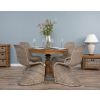 1.2m Reclaimed Teak Oval Pedestal Dining Table with 4 Stackable Zorro Chairs - 2