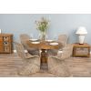 1.2m Reclaimed Teak Oval Pedestal Dining Table with 4 Stackable Zorro Chairs - 1