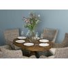 1.2m Reclaimed Teak Oval Pedestal Dining Table with 6 Donna Armchairs  - 2