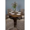 1.2m Reclaimed Teak Oval Pedestal Dining Table with 6 Donna Armchairs  - 1