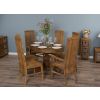 1.2m Reclaimed Teak Oval Pedestal Dining Table with 4 Vikka Dining Chairs & 2 Vikka Armchairs  - 2