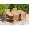 1m x 1.8m - 2.4m Teak Rectangular Extending Table with 6 Marley Chairs - 0