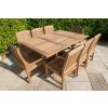 1m x 1.8m - 2.4m Teak Rectangular Extending Table with 8 Marley Chairs - 3