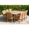 1m x 1.8m - 2.4m Teak Rectangular Extending Table with 8 Marley Chairs - 2