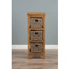 Reclaimed Teak Storage Unit with 3 Natural Wicker Baskets - 0