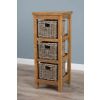 Reclaimed Teak Storage Unit with 3 Natural Wicker Baskets - 3