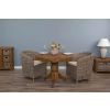 1m Reclaimed Teak Circular Pedestal Dining Table with 2 Riva Tub Dining Chairs  - 1