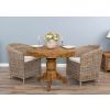1m Reclaimed Teak Circular Pedestal Dining Table with 2 Riva Tub Dining Chairs  - 0