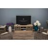 Reclaimed Teak TV Cabinet with Kubu Wicker Draws - White Wash - 5