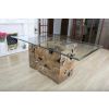 1.8m Reclaimed Teak Root Rectangular Block Dining Table with 8 Stackable Zorro Chairs - 1
