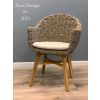 1.3m Reclaimed Teak Character Dining Table with 5 Scandi Armchairs - 1