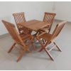 Children's 50cm Teak Square Folding Table with 4 Children's Classic Folding Chairs - 0