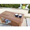 90cm Teak Rectangular Coffee Table with Shelf - 0