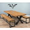 2.4m Reclaimed Teak Urban Fusion Cross Dining Table with Two Backless Benches  - 4