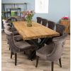 2.4m Reclaimed Teak Urban Fusion Cross Dining Table with 8 Velveteen Ring Back Dining Chairs  - 9