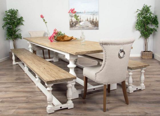 Reclaimed Wood Furniture Sustainable, Picnic Bench Style Dining Room Table And Chairs