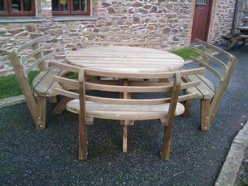 Round Picnic Bench With Back Rests, Round Picnic Table With Seat Backs