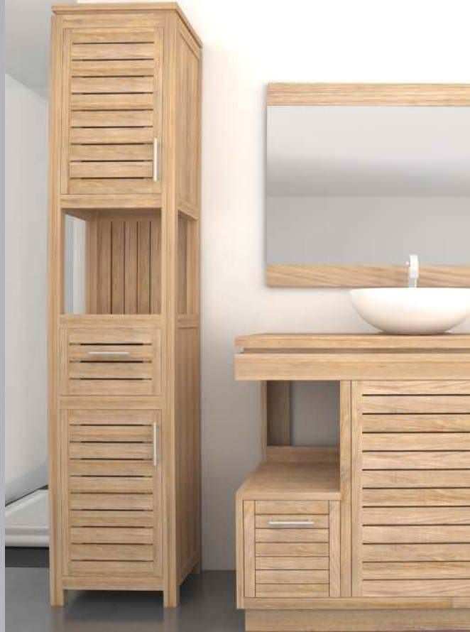 Oasis Teak Tall Bathroom Cabinet, Bathroom Cabinets Wooden Uk
