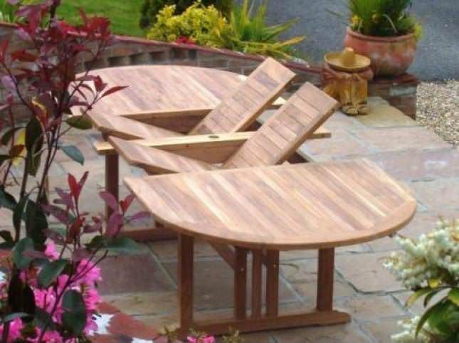 Teak Garden Table Oval Double Extending 1.2m x 2.2m-3.0m - Sustainable