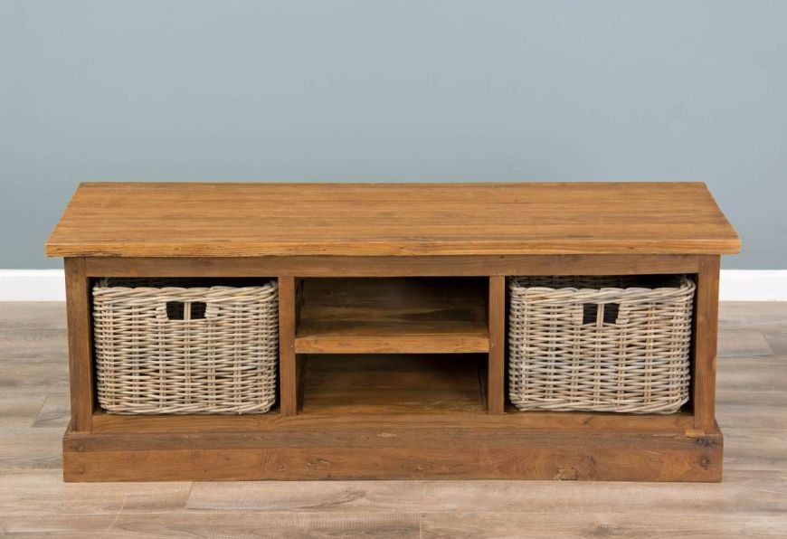 Reclaimed Teak TV with Kubu Wicker Draws Sustainable Furniture