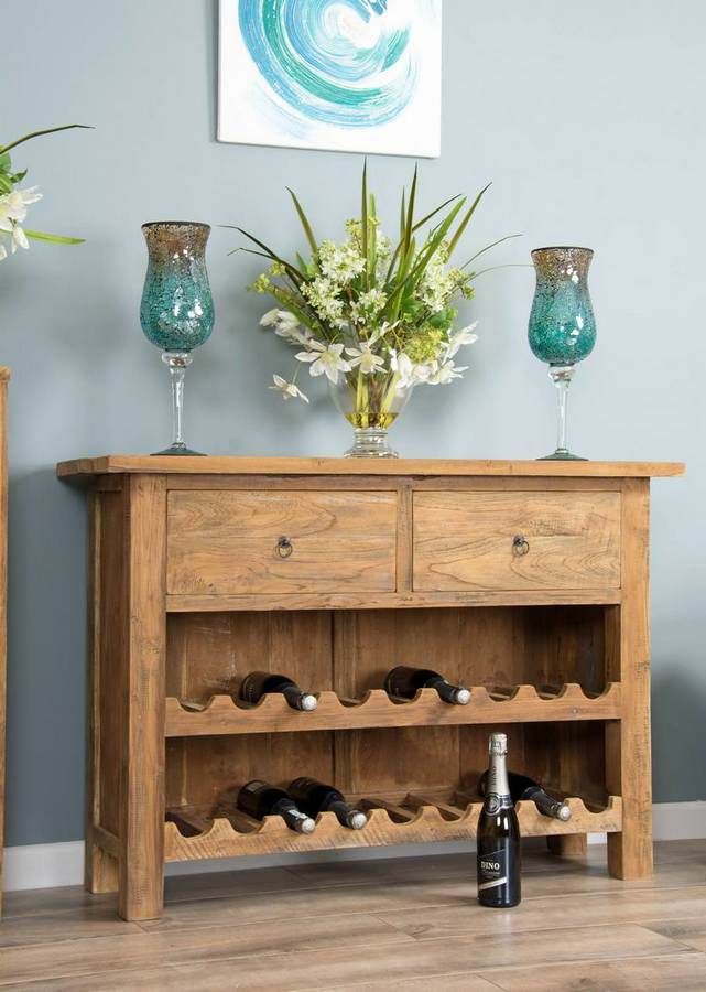 Reclaimed Teak Rustic Wine Rack Sustainable Furniture