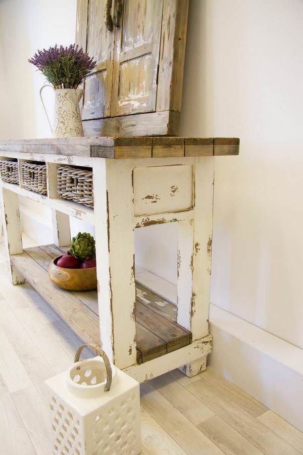 Coastal farmhouse outlet console table