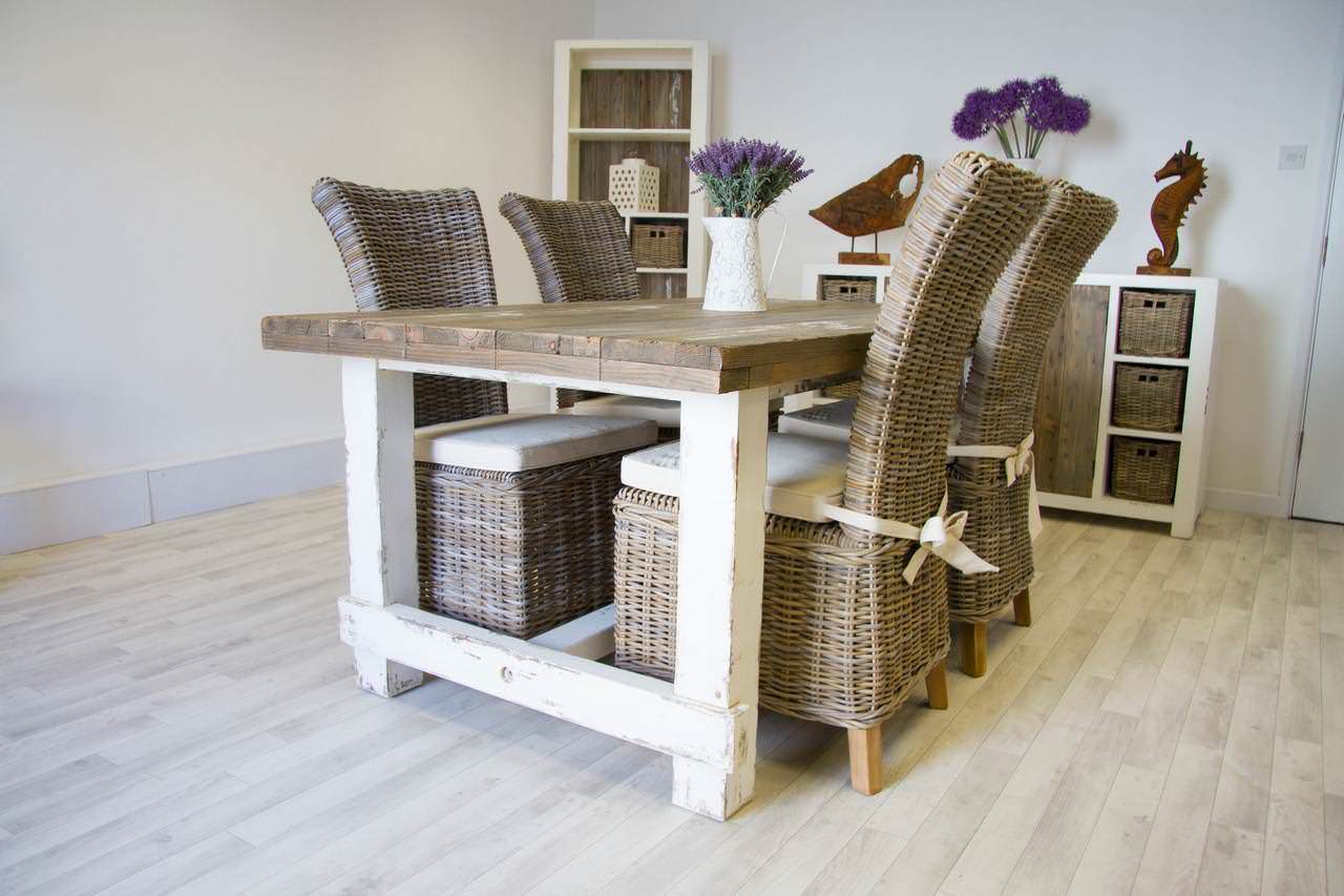 1.8m Coastal Dining Table with 4 Latifa Chairs