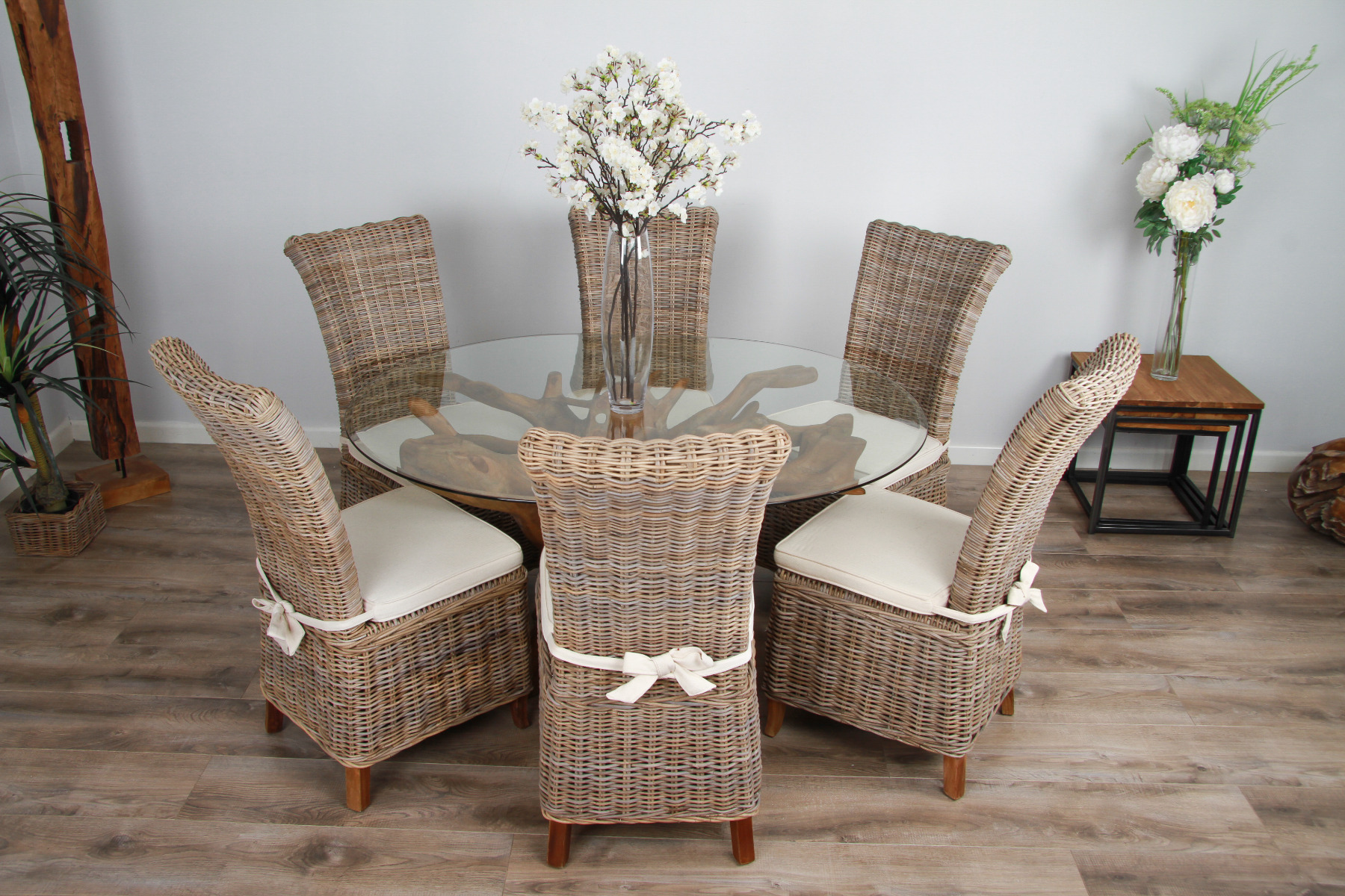 1.5m x 1.2m Reclaimed Teak Root Oval Dining Table with 4 or 6