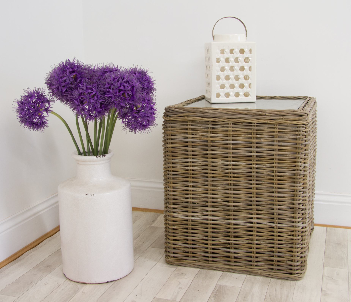Wicker storage sales table