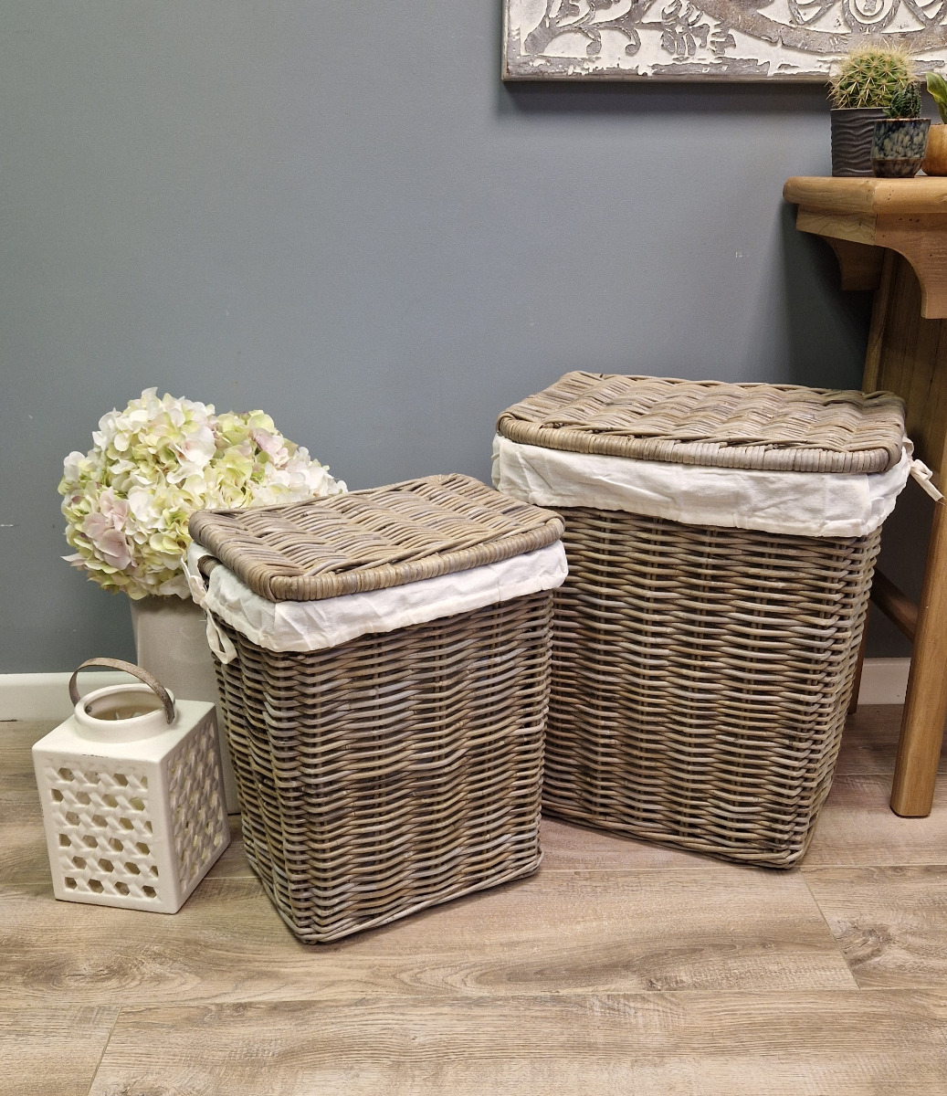 Natural Wicker Laundry Basket Pair - Sustainable Furniture