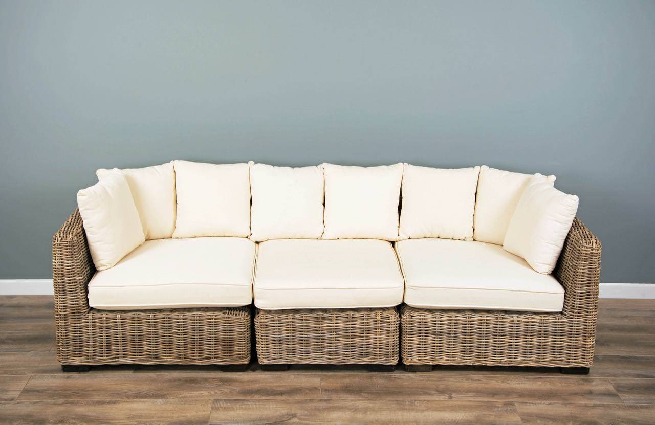 Natural wicker outdoor sectional hot sale