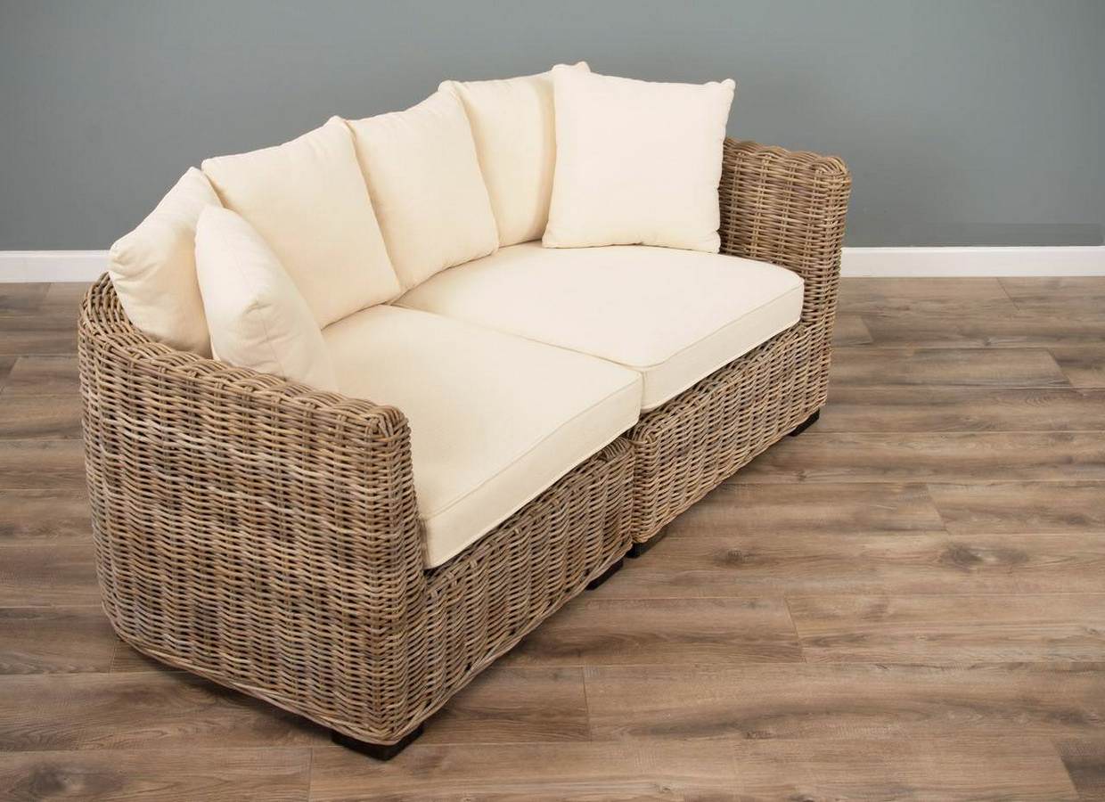 Natural wicker outdoor sectional deals