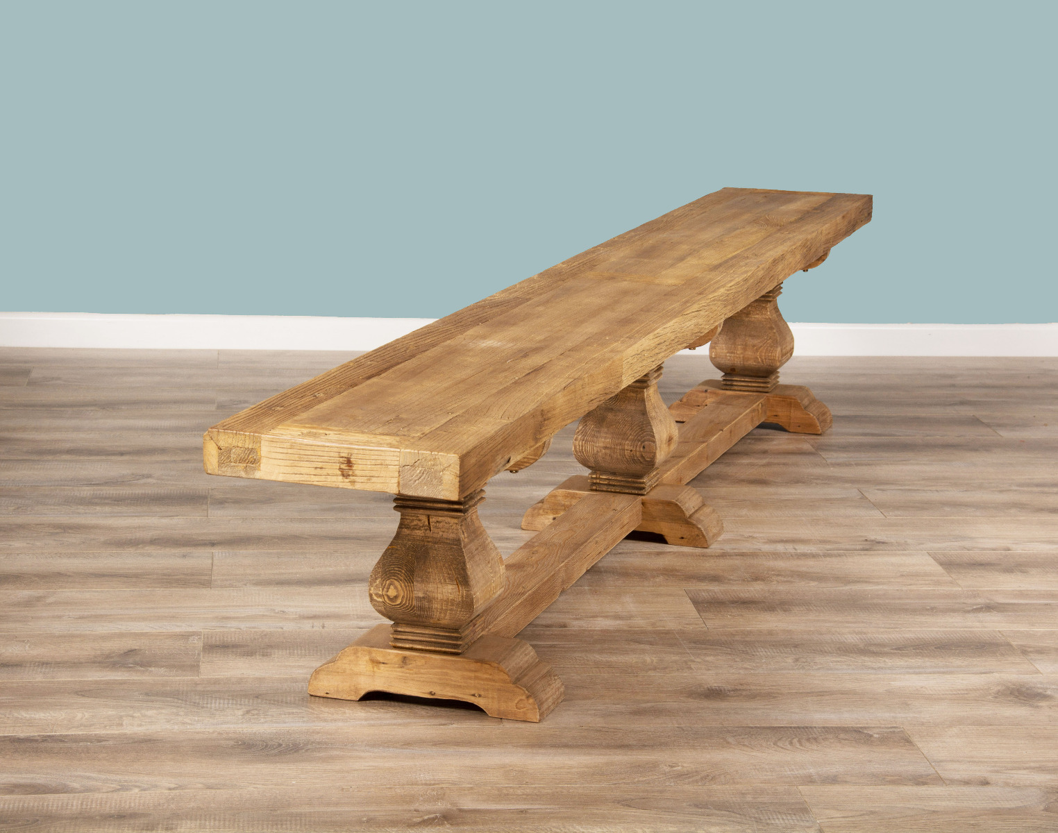 3m Reclaimed Elm Pedestal Dining Bench Sustainable Furniture