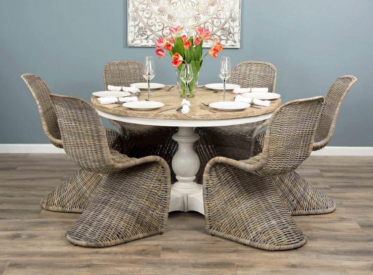 1.3m Country Pedestal Dining Table with 6 Stackable Zorro Chairs