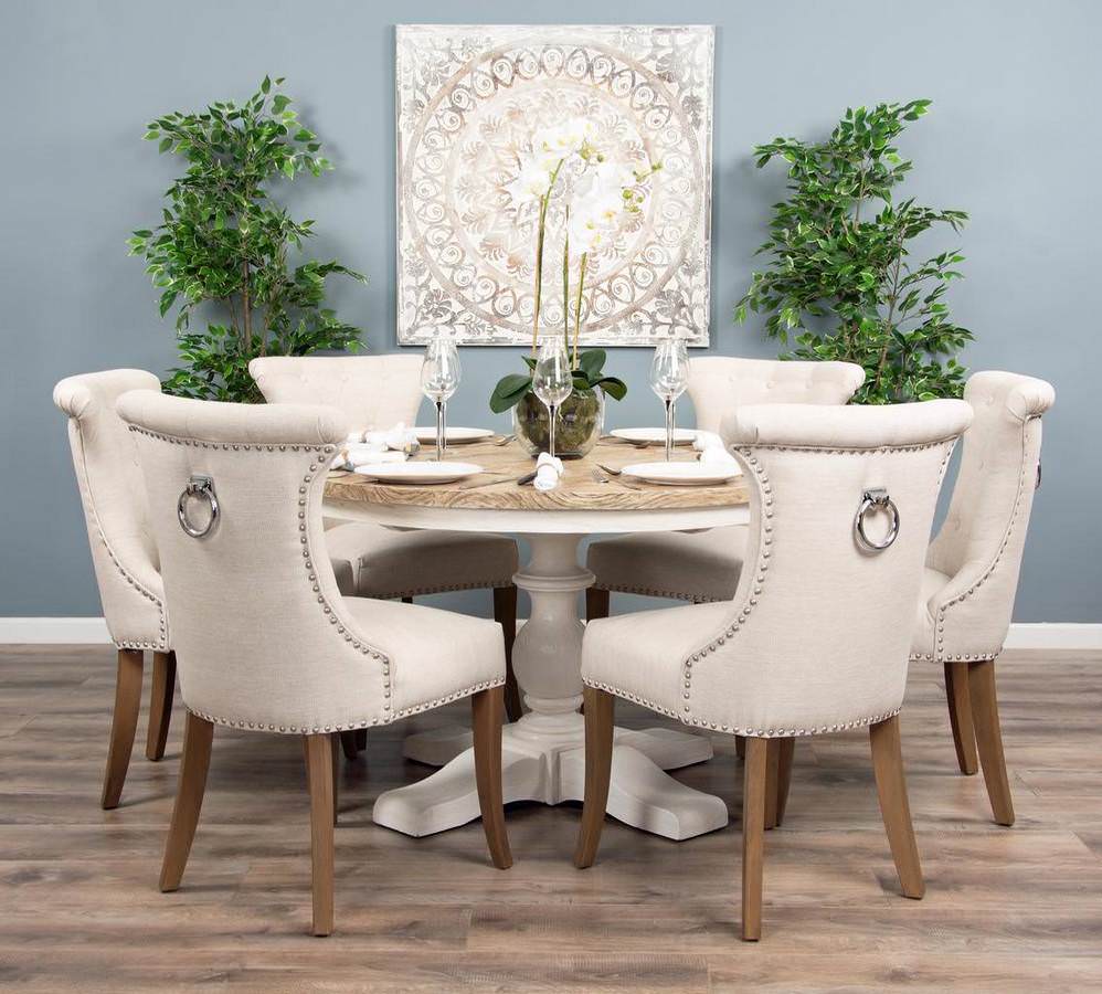 Round pine dining table store and 4 chairs