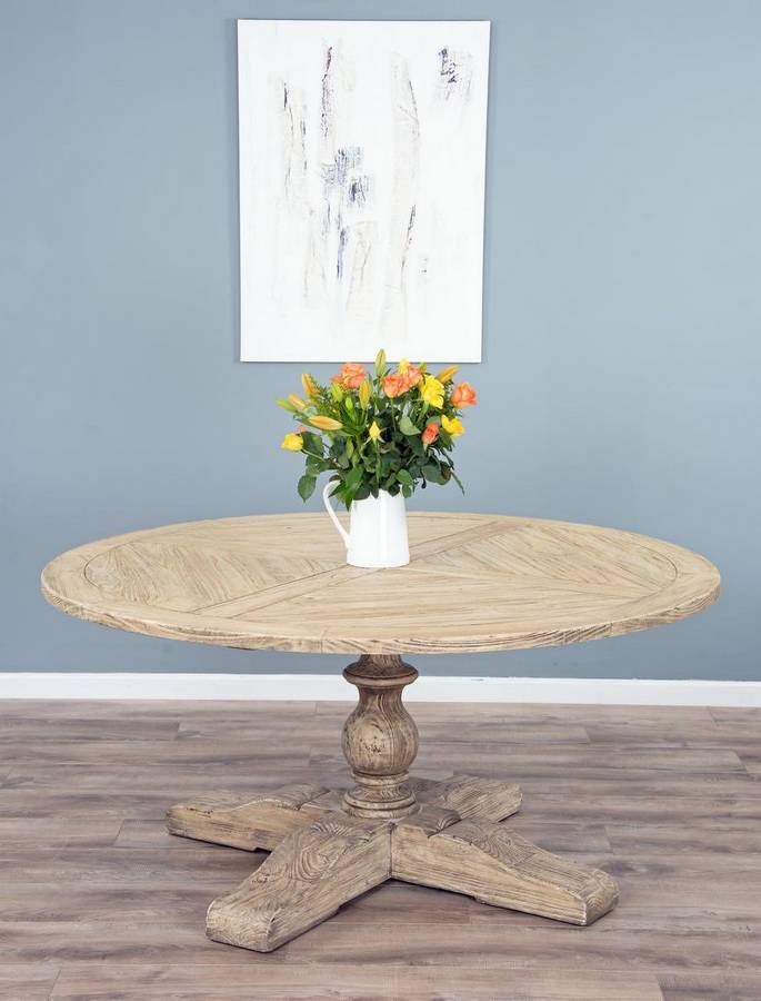 Farmhouse pedestal deals side table