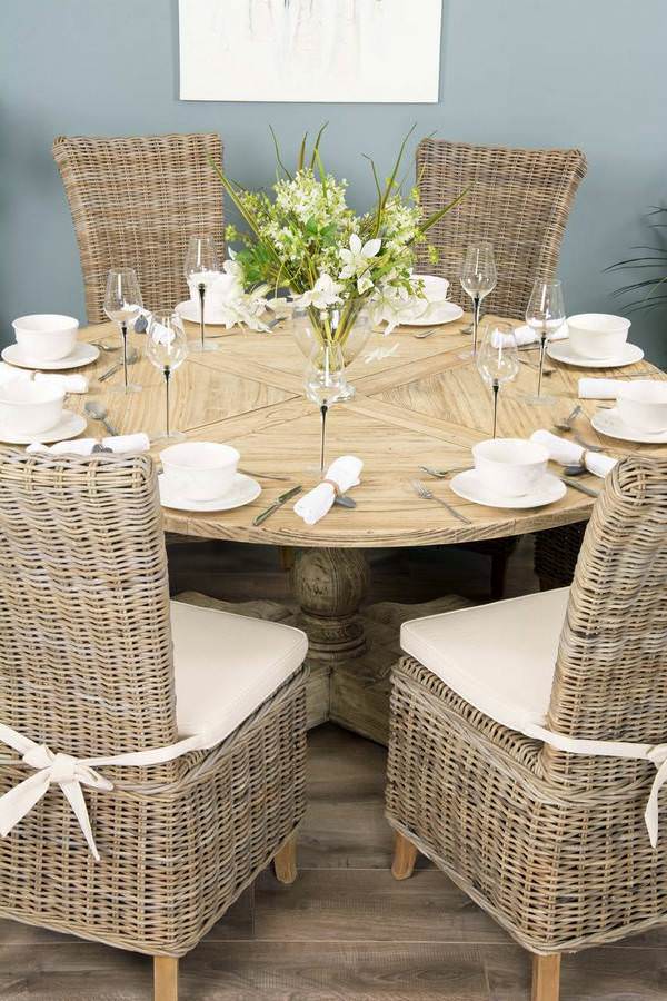 1.6m Farmhouse Pedestal Dining Table with 8 Latifa Chairs