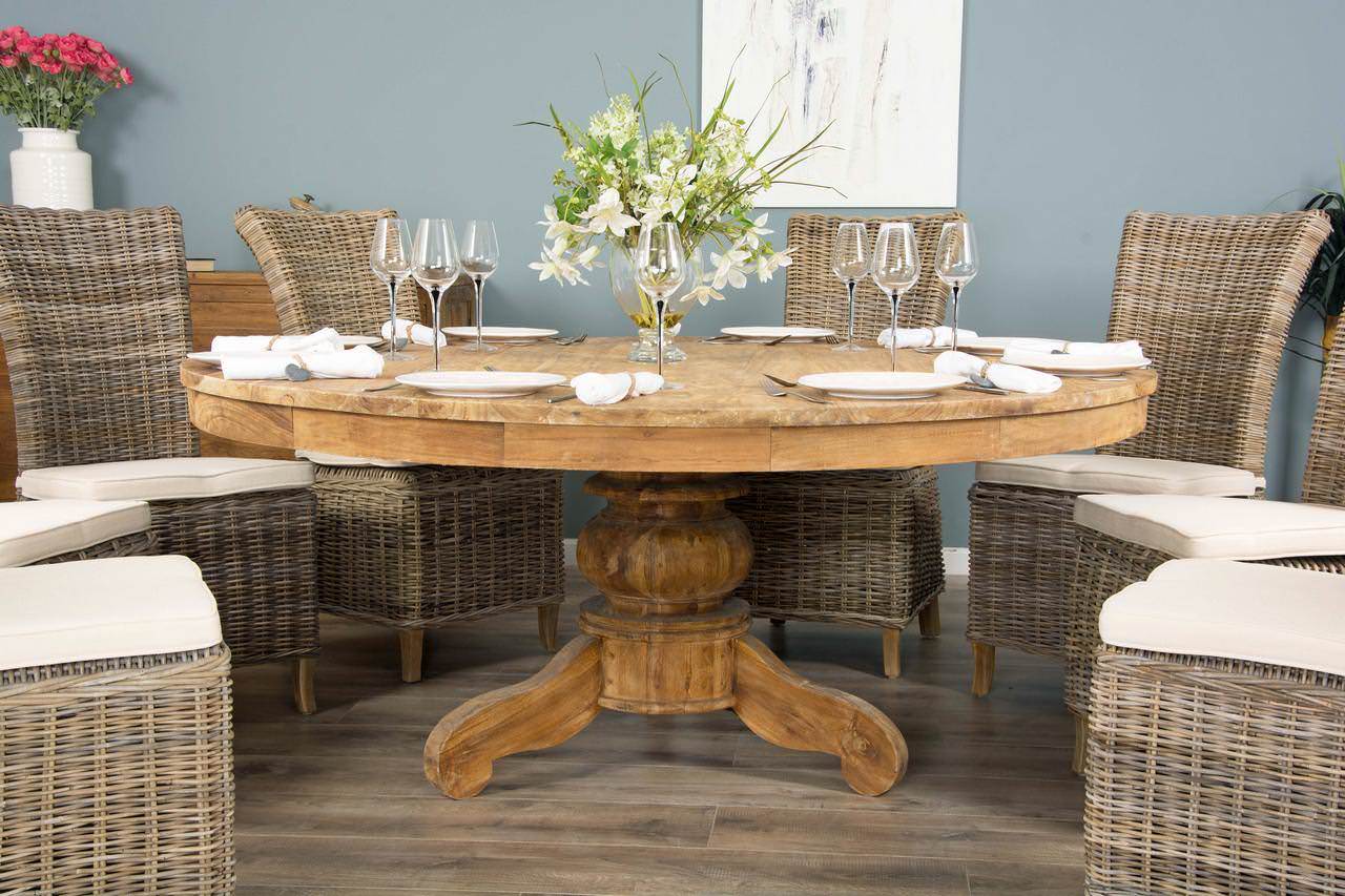 Reclaimed round cheap dining table