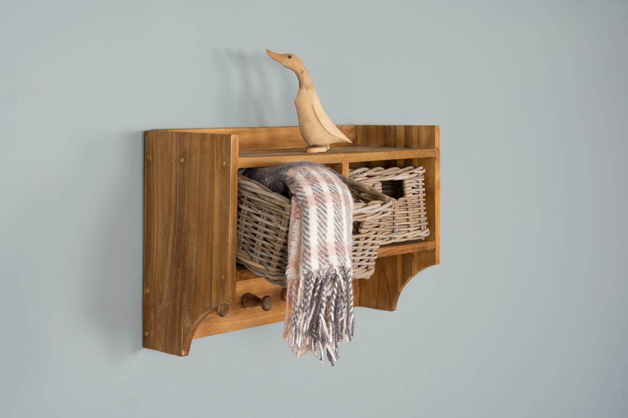 Reclaimed Teak Coat Hook Storage Unit - Sustainable Furniture