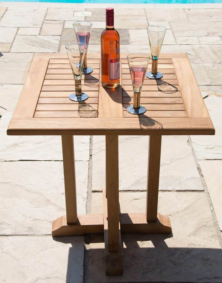 Square pedestal top table with leaf