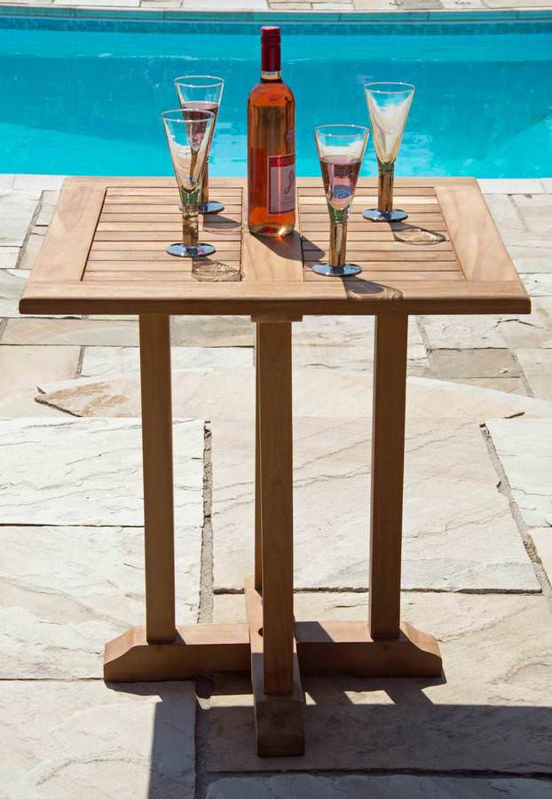 70cm Teak Square Pedestal Table